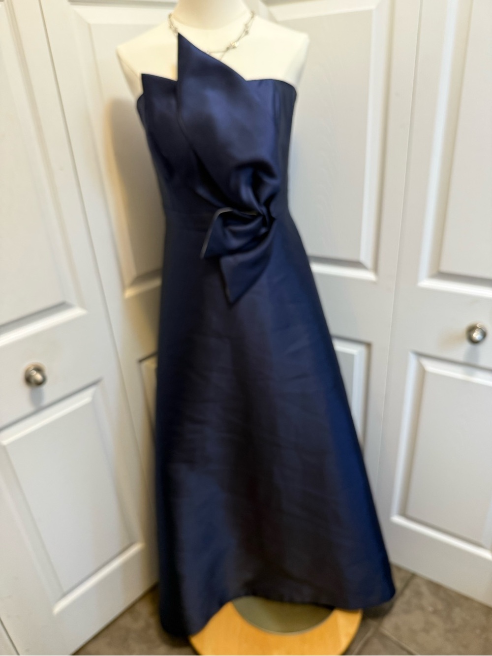 Strapless Kay Unger Mikado Ball Gown 3D Flower Detail
